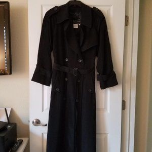 Terry Lewis Classic Luxuries Women's Black Belted Long Trench Coat Size M